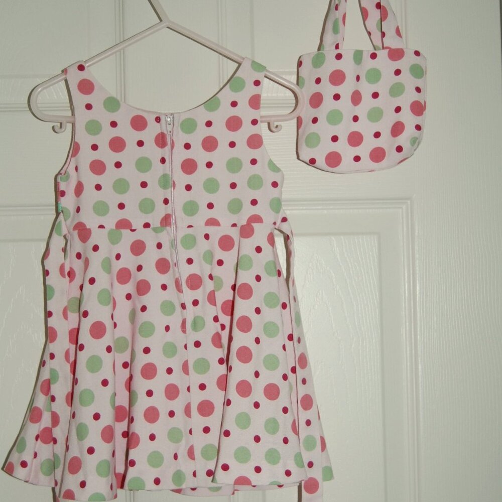Girls Toddler 2T Polka Dot Cotton Dress with Matching Bag - Picture 4 of 6